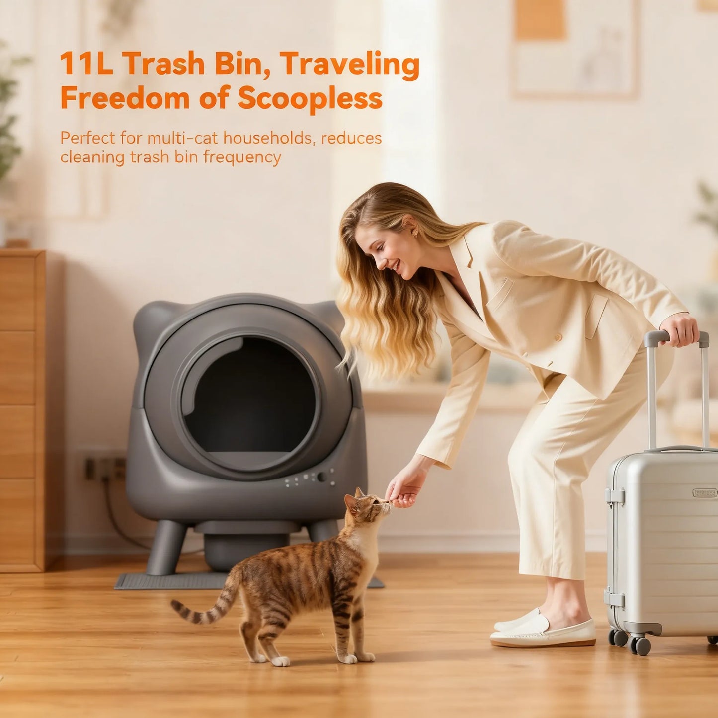 65L Self-Cleaning Cat Litter Box, Automatic, APP Control, Odor & Safety Sensors