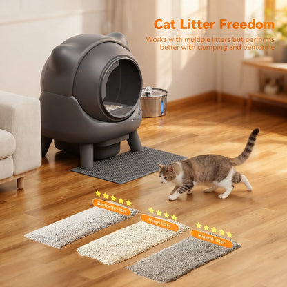 65L Self-Cleaning Cat Litter Box, Automatic, APP Control, Odor & Safety Sensors