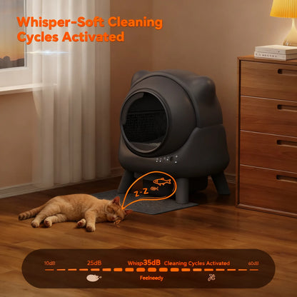 65L Self-Cleaning Cat Litter Box, Automatic, APP Control, Odor & Safety Sensors