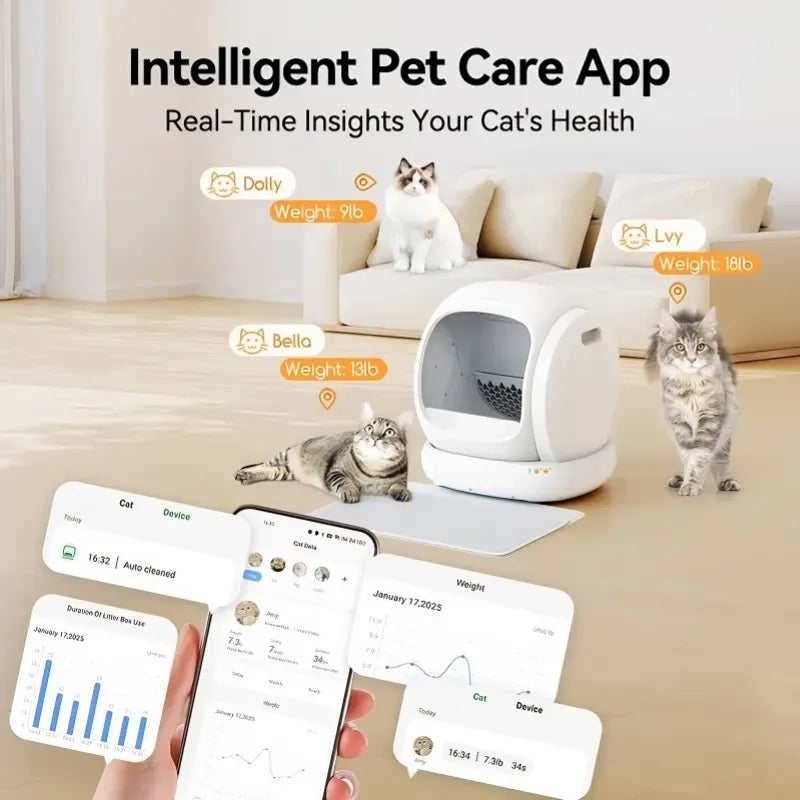 75L Extra-Large Smart Cat Litter Box – Auto Self-Cleaning, Low-Entry Design & Free 3 Bags of Litter!