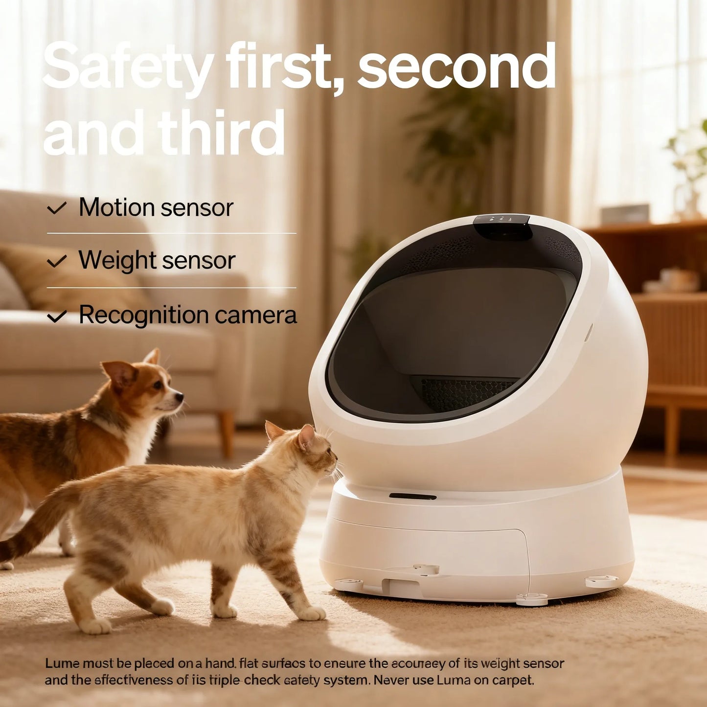Automatic Self-Cleaning Cat Litter Box, AI Waste Analysis, Multi-Cat Recognition, Odor Control, App Tracking