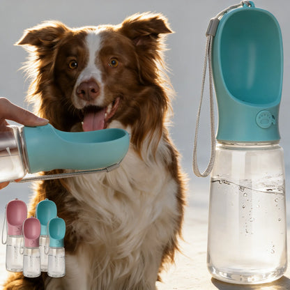 Dog Water Bottle, Leak Proof Portable Puppy Water Dispenser with Drinking Feeder for Pets Outdoor Walking, Hiking, Travel, Food Grade Plastic (19oz Blue)