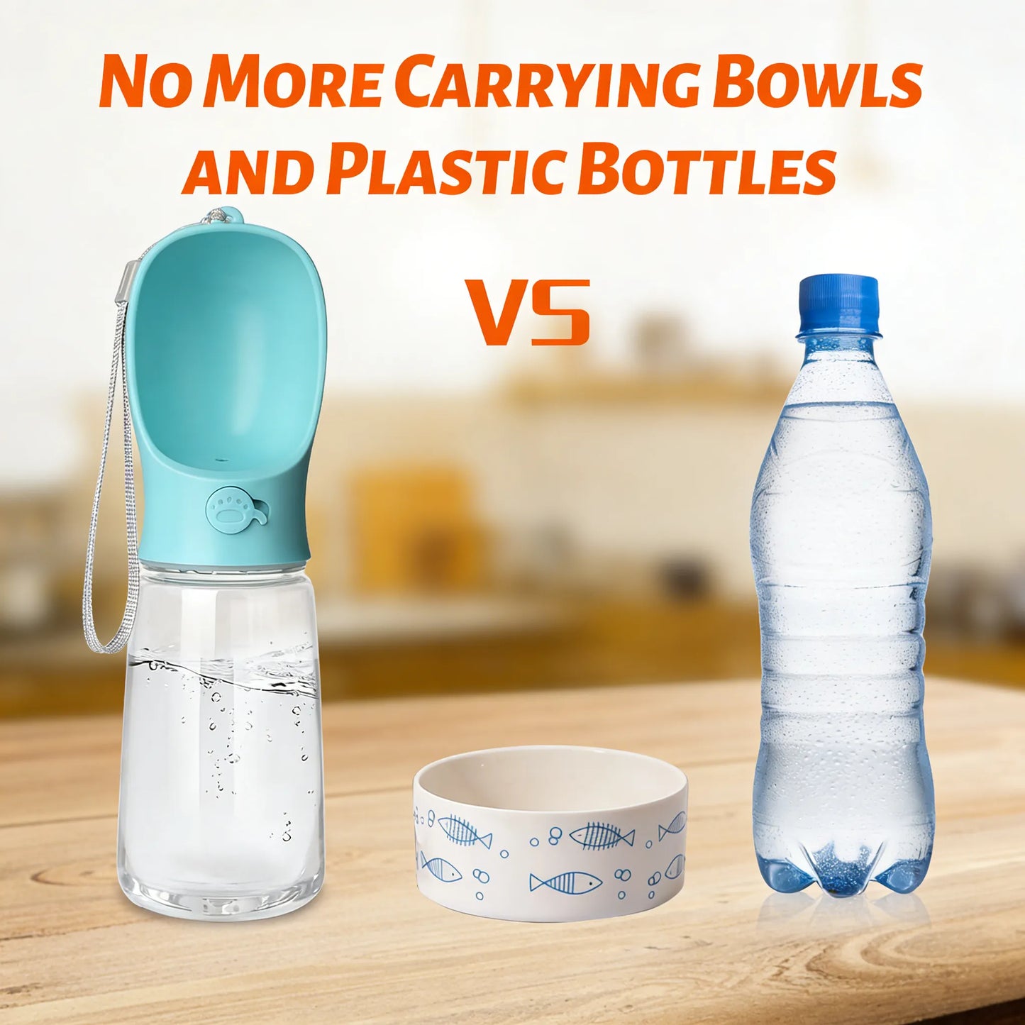 Dog Water Bottle, Leak Proof Portable Puppy Water Dispenser with Drinking Feeder for Pets Outdoor Walking, Hiking, Travel, Food Grade Plastic (19oz Blue)