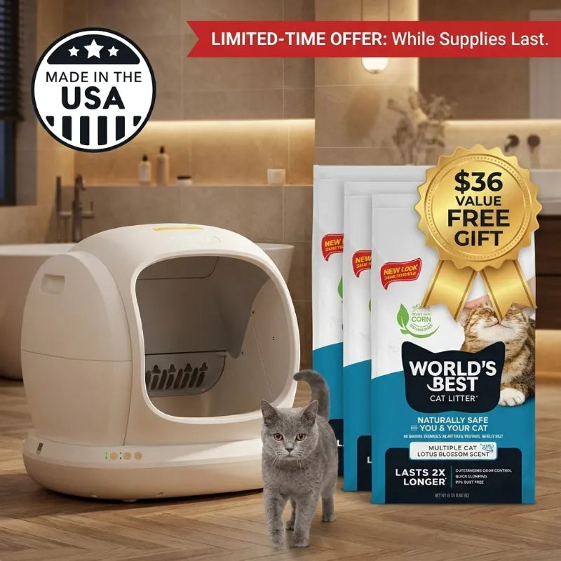 75L Extra-Large Smart Cat Litter Box – Auto Self-Cleaning, Low-Entry Design & Free 3 Bags of Litter!