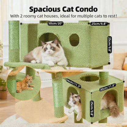 Multi-Level Cactus Cat Tree, 71-Inch Cat Tower, 8 Scratching Posts, Cozy Hammock & Top Perches for Large Cats