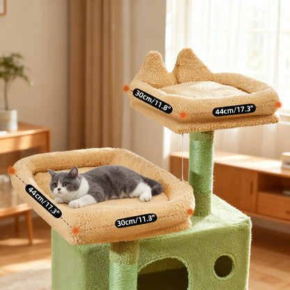 Multi-Level Cactus Cat Tree, 71-Inch Cat Tower, 8 Scratching Posts, Cozy Hammock & Top Perches for Large Cats